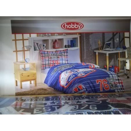 Hobby Home Collage Lacivert - Poplin Tek Kişilik Nevresim Takımı