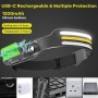 Powerdex PD-1172 COB LED Sensörlü 5 Modlu USB Şarj Edilebilir Dahili Pilli Kafa Feneri - PD-1172