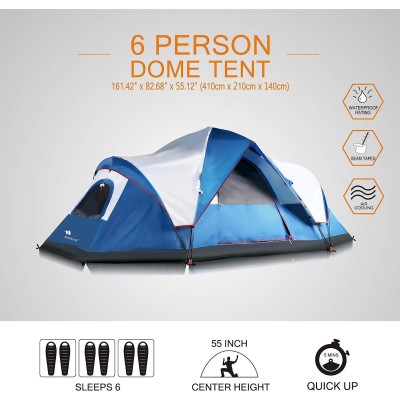 MobiHome DomeHike 6 Kişilik Otomatik Çadır-MAVİ